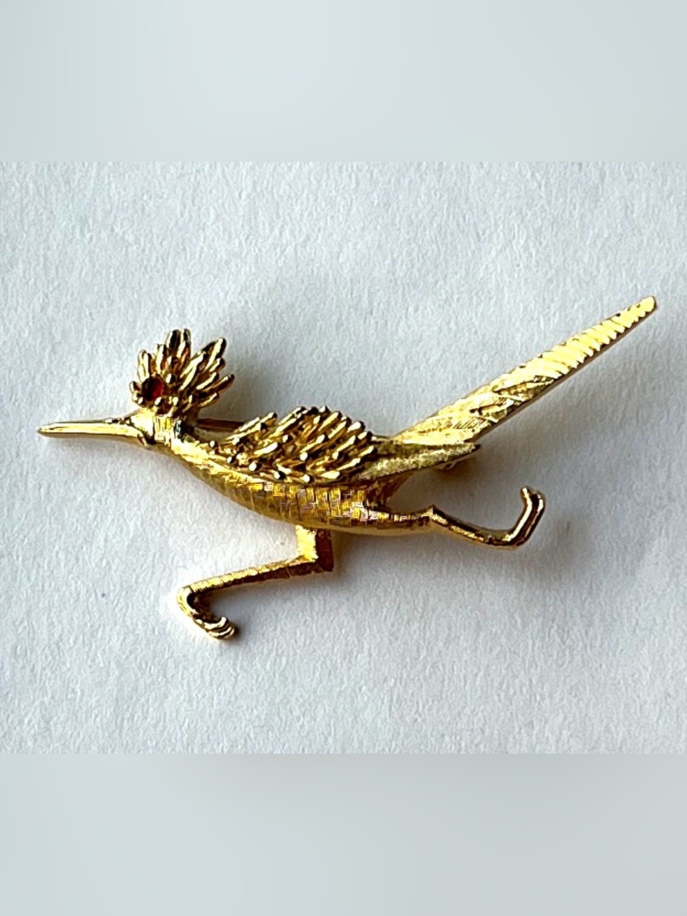 Vintage 1962 Marcel Boucher Signed Gold-Tone Roadrunner Brooch Pin 8389P